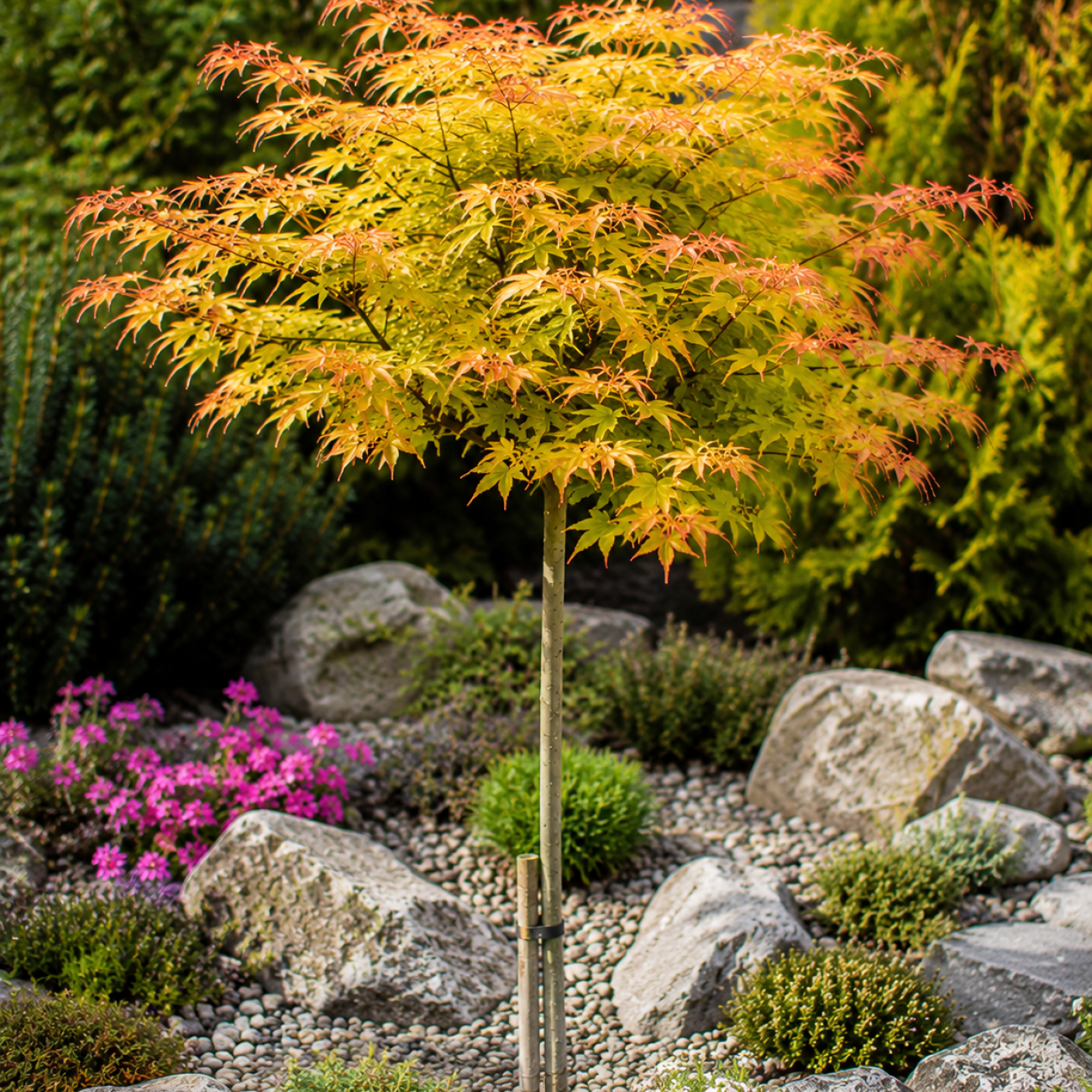 Obrázok Javor dlaňolistý (Acer palmatum) ‘ORANGE DREAM’ - výška 100-120 cm, kont. C4L - NA KMIENKU